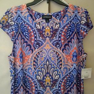 LIZ CLAIBORNE PAISLEY PRINT SHIFT DRESS.NWT